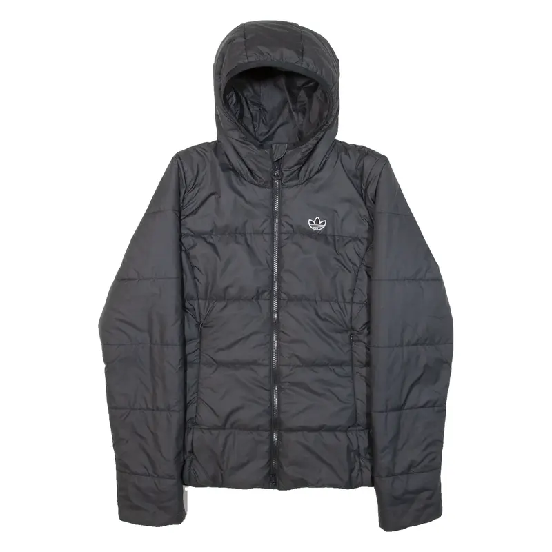 ADIDAS Insulated Womens Puffer Jacket Black Hooded UK 10