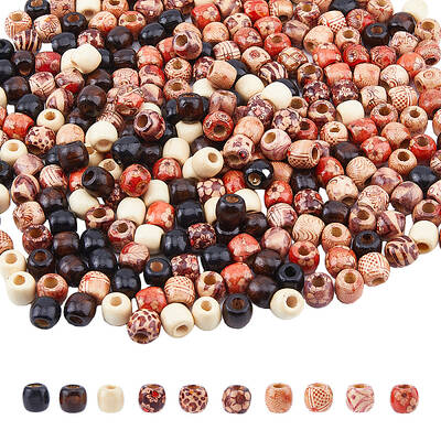 450Pcs 4 Styles Dyed Natural Maple Wood Beads