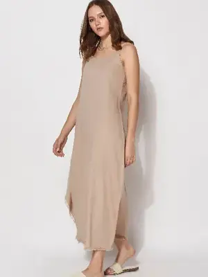 Gaia Fringed Dress | Size: 38 | Color: Cocoa