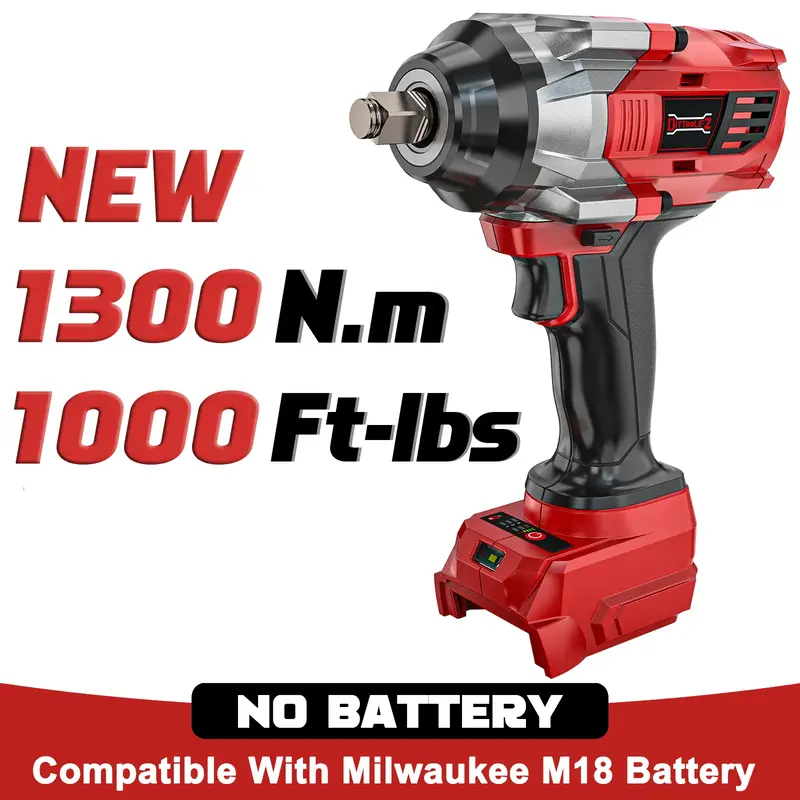Brushless Impact Wrench 1/2 inch for Milwaukee M18 Battery (NO Battery!!), 1000Ft-lbs (1300N.m) High Torque Impact Gun, 4 Spe...