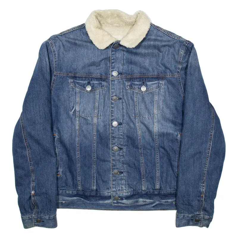 EXPRESS Mens Sherpa Lined Denim Jacket Blue XL