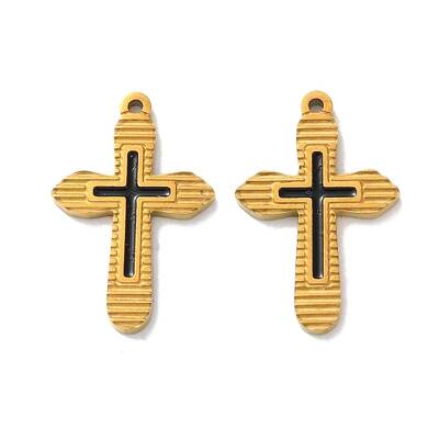 Ion Plating(IP) 304 Stainless Steel Black Enamel Pendants