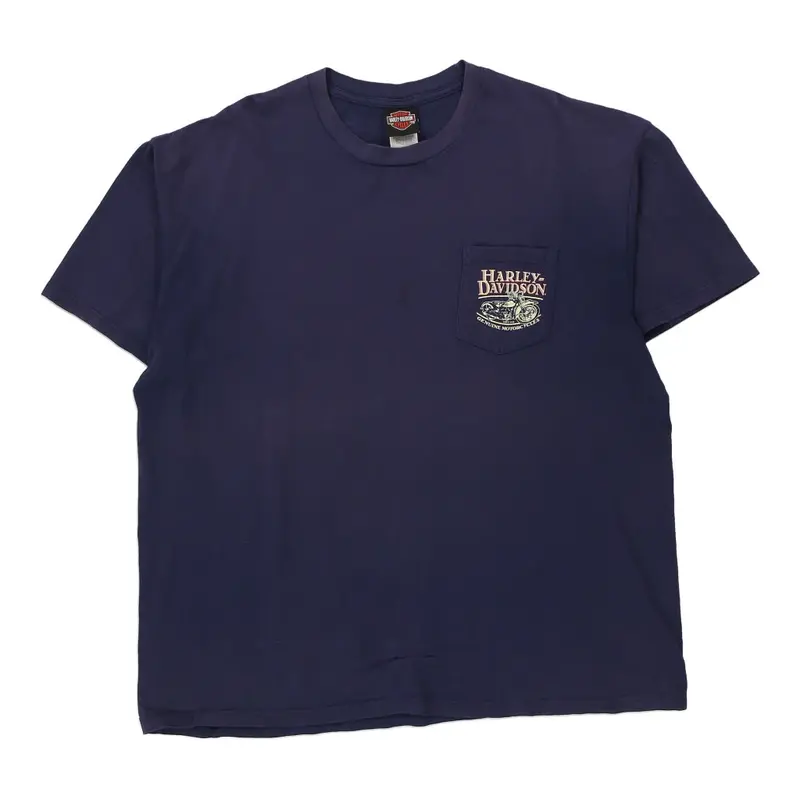 Lincoln, Nebraska Harley Davidson Graphic T-Shirt - 2XL Navy Cotton
