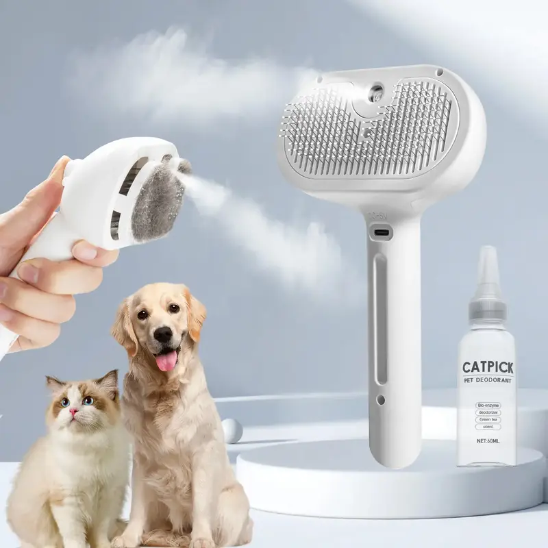 Pet Spray Hair Removal Comb, 1-piece pet hair brush, pet hair cleaning brush with shedding button, cat brush, dog brush, cat ...