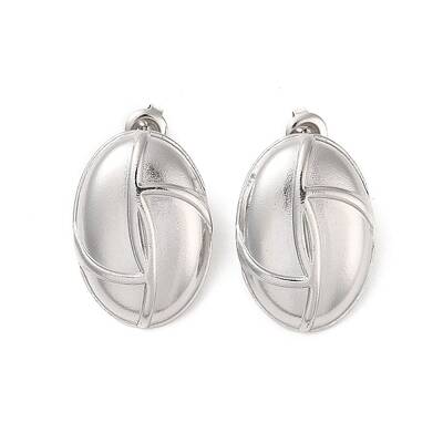 Non-Tarnish Oval 304 Stainless Steel Stud Earrings for Women