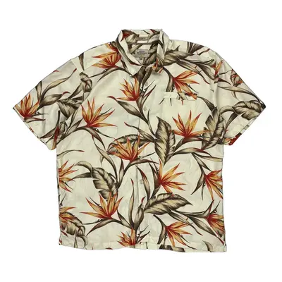 Quiksilver Hawaiian Shirt - 2XL Cream Polyester