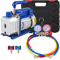 VEVOR 3CFM 1/4HP Single Stage Air Vacuum Pump HVAC R134a R12 R22 R410a A/C Refrigeration Kit AC Manifold Gauge R134 Can Tap I...