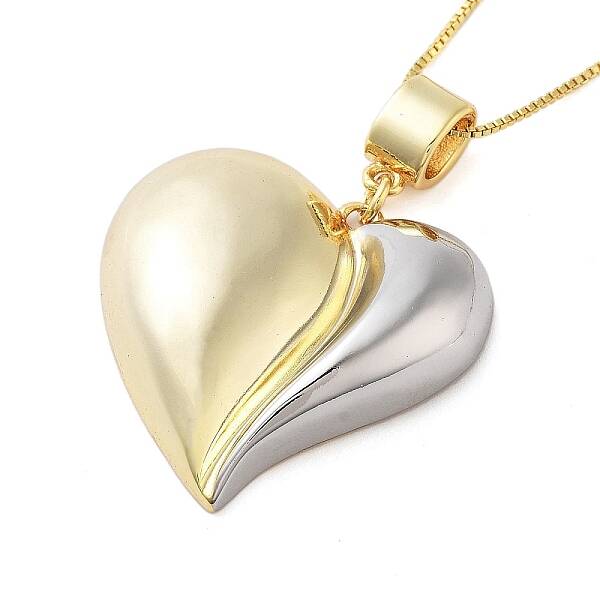 Brass Box Chain Peach Heart Pendant Necklaces for Women