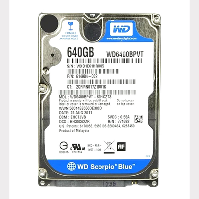 614984-002 HP 640GB 5400RPM SATA 3Gb/s 8MB Cache 2.5-Inch Hard Drive
