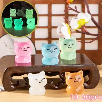Cute Cat Design Fish Tank Decoration, 10/30pcs Luminous Cat Ornament, Micro Landscape Decoration, Desktop Decoration for Home...