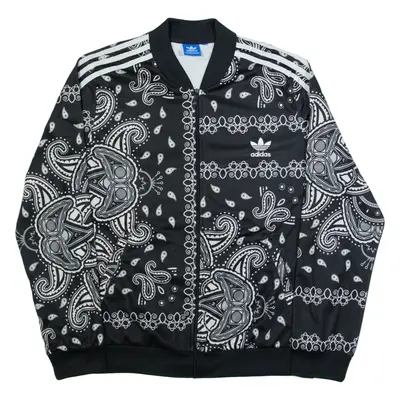 ADIDAS Womens Track Jacket Black Paisley L