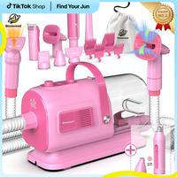 【Find Your Jun】Geoorood Dog Vacuum & Dryer for Shedding Grooming, 9 in 1 Dog Grooming Kit with Metal Blades Pet Clippers,...