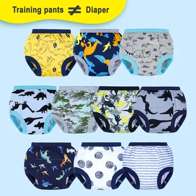 10-Pack Reusable Potty Training Pants – Comfortable Toddler Training Underwear for Boys and Girls