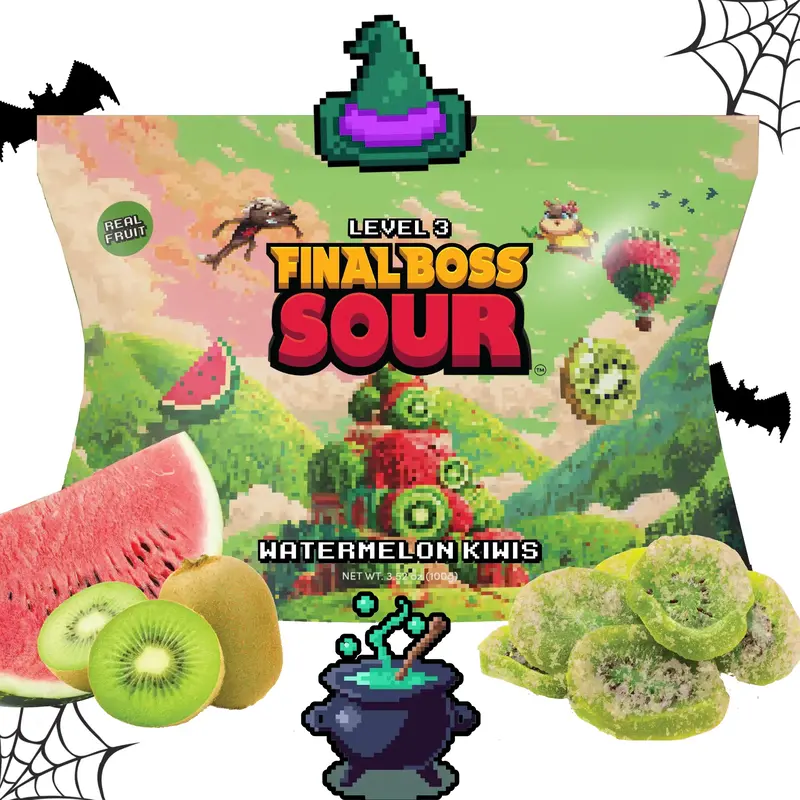 Final Boss Sour Watermelon Kiwis – Level 3 Halloween Drop | Real Fruit, Extreme Sour Powder | 1-Pack or 4-Packx
