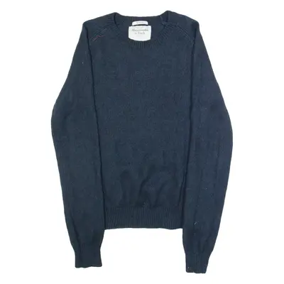 ABERCROMBIE & FITCH Mens Jumper Blue Tight Knit Nylon M