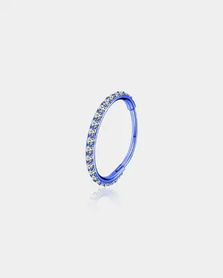 20G CZ Colorful Hinged Segment Nose Ring - Blue / 8mm