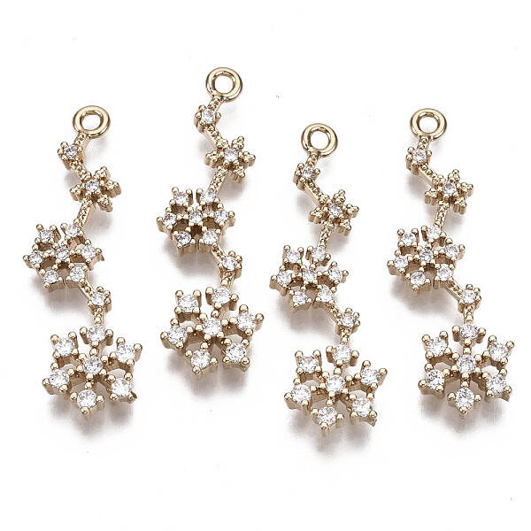 Brass Micro Pave Cubic Zirconia Pendants for Christmas
