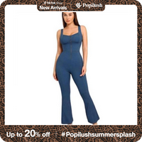 Popilush The Shapewear Denim Square Neck Tank Top Flare Jumpsuits Womenswear Comfortable Fabric