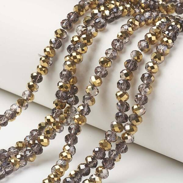 Electroplate Transparent Glass Beads Strands