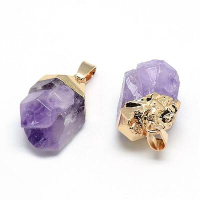 Electroplated Natural Amethyst Pendants