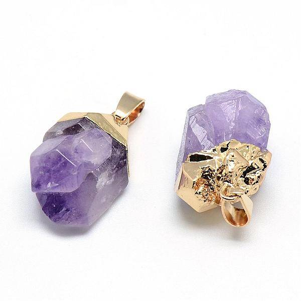 Electroplated Natural Amethyst Pendants