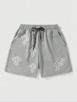 Men's Cross Embroidery Shorts, Regular Fit Casual Comfy Breathable Shorts for Summer, Men's Bottoms for Daily Wear, Casual Po...