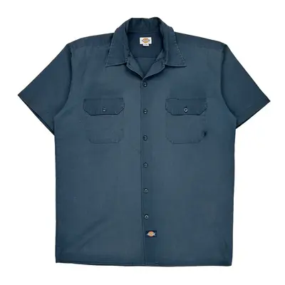 Dickies Short Sleeve Shirt - Large Blue Cotton
