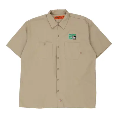 Dickies Short Sleeve Shirt - XL Beige Polyester Blend
