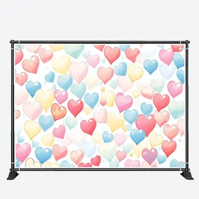 Colorful Cartoon Dense Heart Valentines Day Backdrop - Aperturee