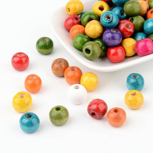 Mixed Round Natural Maple Wood Beads