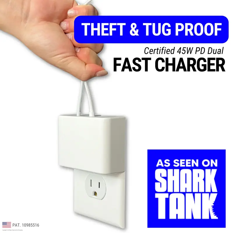 Permaplug Charger Lock: Anti-Theft & Tug-Proof Phone Charger Lock, Patented Protection Design for iPhone, Android, Tablets, S...