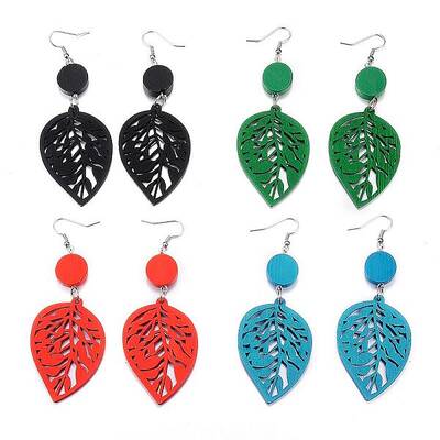 Trendy Leaf Wood Dangle Earrings