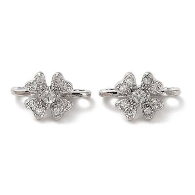 Brass Micro Pave Clear Cubic Zirconia Slide Charms