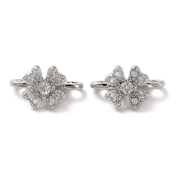 Brass Micro Pave Clear Cubic Zirconia Slide Charms