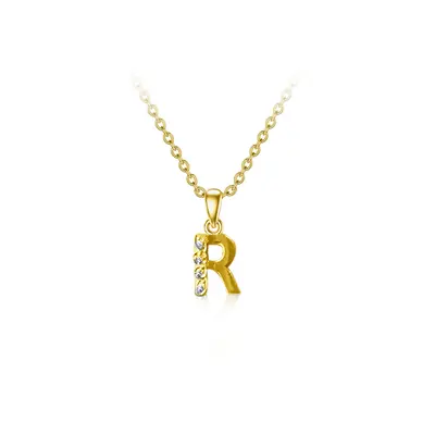 10K Gold Zircon Letter Pendant Necklace