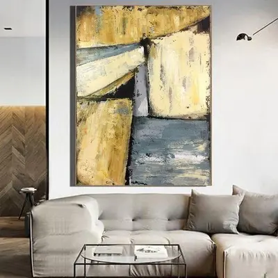Oil Geometric Modern Art Beige Paintings on Canvas Oversized Wall Art | OPEN HEIGHTS