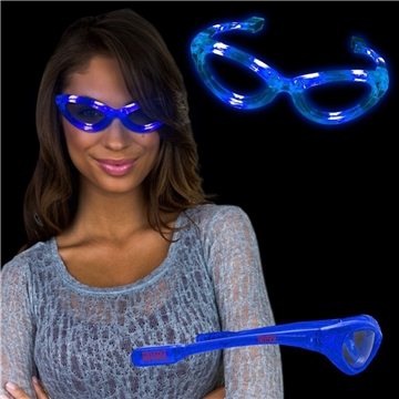 200 Custom Blue LED Sunglasses - Flashing Effects