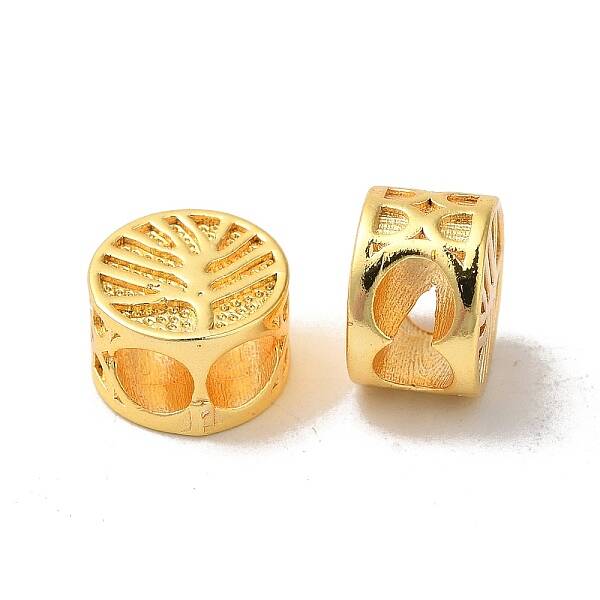 Rack Plating Flat Round with Tree Brass Beads