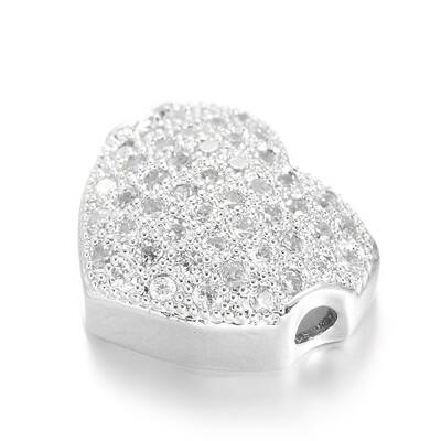 Heart Brass Micro Pave Cubic Zirconia Beads