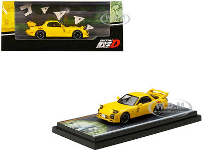 Mazda RX-7 (FD3S) RHD (Right Hand Drive) Yellow RedSuns with Keisuke Takahashi Driver Figure Initial D (1995-2013) Manga 1/64...
