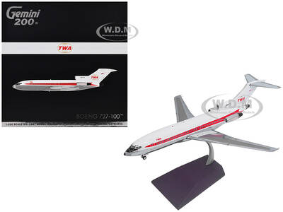 Boeing 727-100 Commercial Aircraft Trans World Airlines (TWA) (N851TW) White with Red Stripes Gemini 200 Series 1/200 Die...