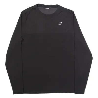 GYMSHARK Mens T-Shirt Black Long Sleeve M