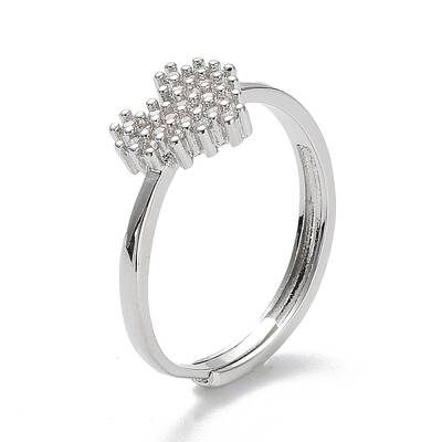 Valentine's Day Rainbow Color Cubic Zirconia Adjustable Rings