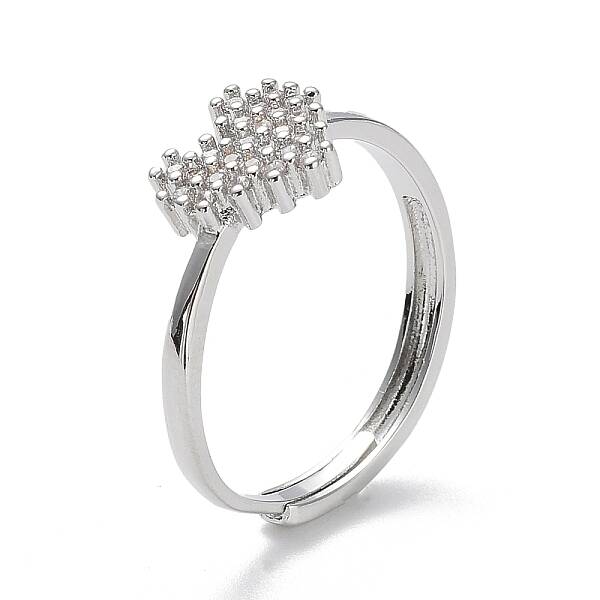 Valentine's Day Rainbow Color Cubic Zirconia Adjustable Rings