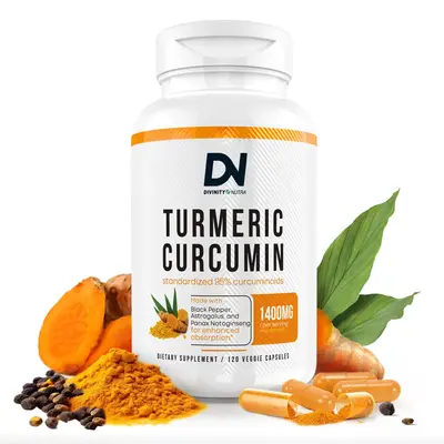 DN Turmeric Curcumin Supplement with BioPerine Black Pepper 1400mg, Max Absorption for Joint & Inflammation Support with 95% ...