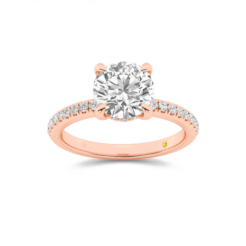 Aurelia Half Coverage Hidden Halo Round Lab Grown Diamond Engagement Ring | 14K Rose Gold 3 1/2 CT. TW.