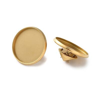 304 Stainless Steel Flat Round Brooch Brooch Base Settings