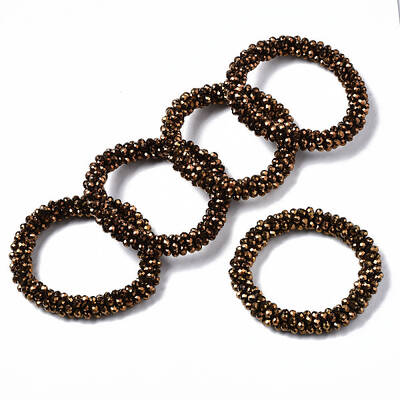 Faceted Electroplate Glass Beads Stretch Bracelets