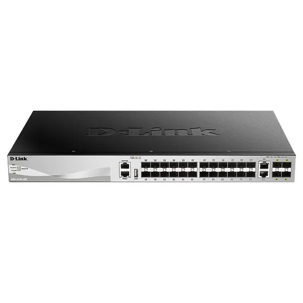 DGS-3130-30S D-Link DGS-3130 Series 24 x 1000Base-X SFP (mini-GBIC) and 2 x 10GBase-T RJ-45 and 4 x 10G SFP+ Ports Layer 3 Ma...