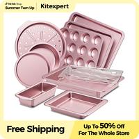 [Father's Day Gifts] HONGBAKE 10pc Bakeware Sets, Teflon-free Cookware Set, Non-Stick, Baking Pan Set, Cookie Sheets, Girly K...